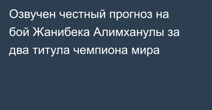 Озвучен честный прогноз на бой Жанибека Алимханулы за два титула чемпиона мира