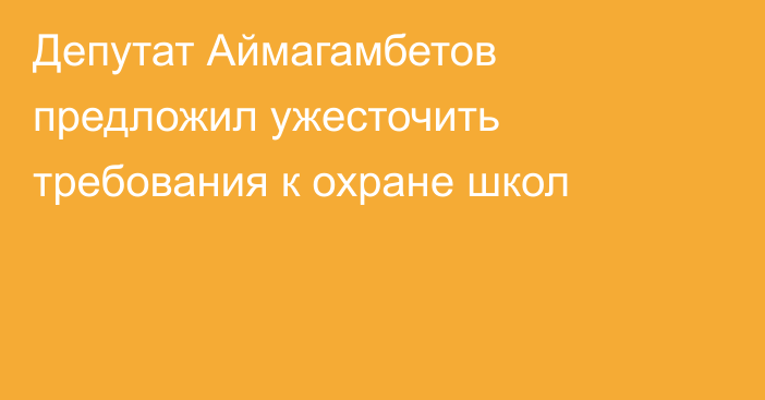 Депутат Аймагамбетов предложил ужесточить требования к охране школ