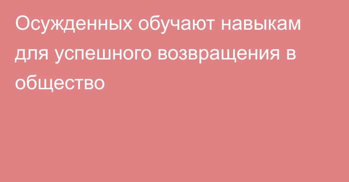 Осужденных обучают навыкам для успешного возвращения в общество