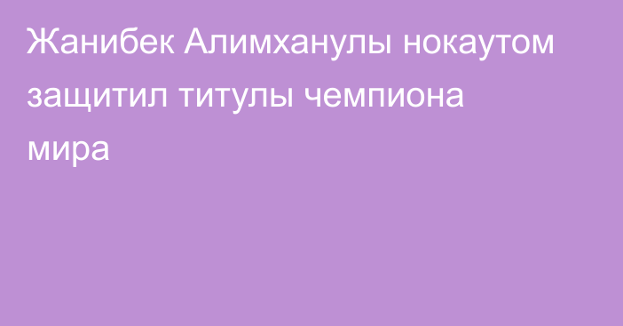 Жанибек Алимханулы нокаутом защитил титулы чемпиона мира