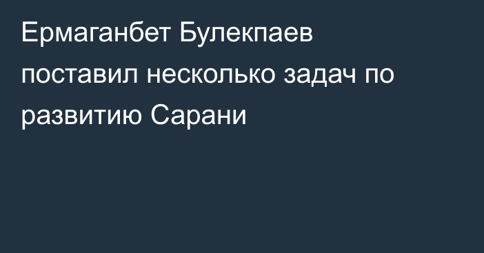 Ермаганбет Булекпаев поставил несколько задач по развитию Сарани