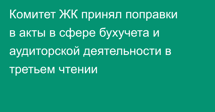 Комитет ЖК принял поправки в акты в сфере бухучета и аудиторской деятельности в третьем чтении