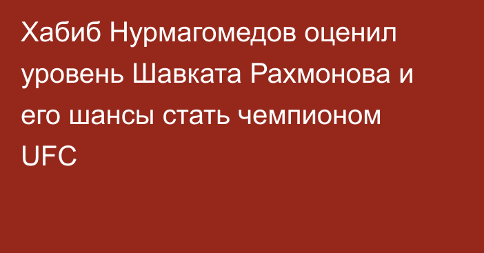 Хабиб Нурмагомедов оценил уровень Шавката Рахмонова и его шансы стать чемпионом UFC