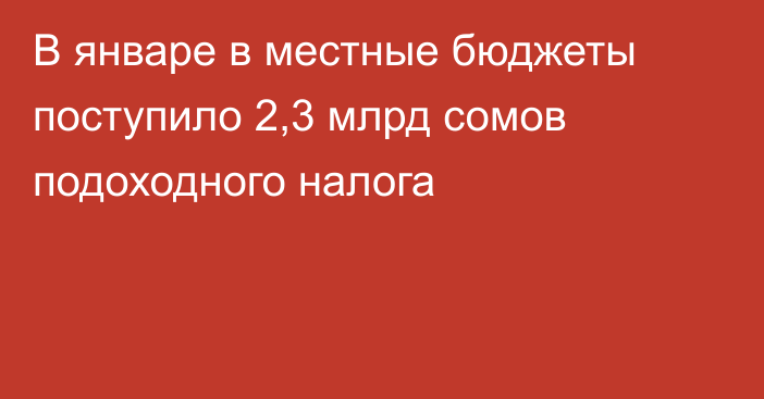 В январе в местные бюджеты поступило 2,3 млрд сомов подоходного налога
