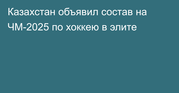 Казахстан объявил состав на ЧМ-2025 по хоккею в элите