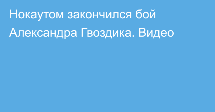 Нокаутом закончился бой Александра Гвоздика. Видео