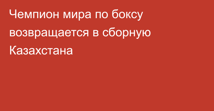 Чемпион мира по боксу возвращается в сборную Казахстана