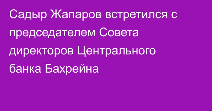Садыр Жапаров встретился с председателем Совета директоров Центрального банка Бахрейна