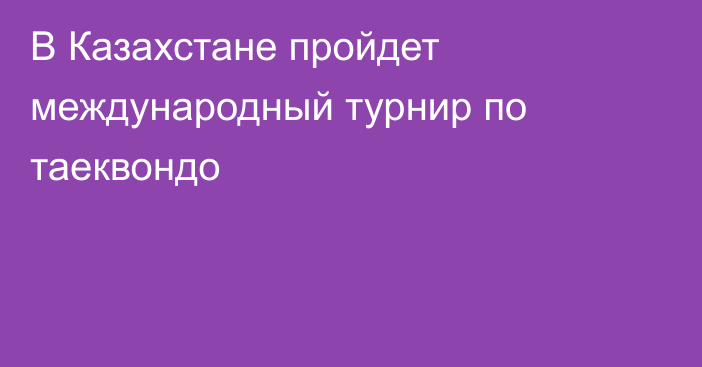 В Казахстане пройдет международный турнир по таеквондо