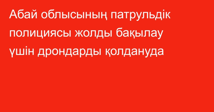 Абай облысының патрульдік полициясы жолды бақылау үшін дрондарды қолдануда