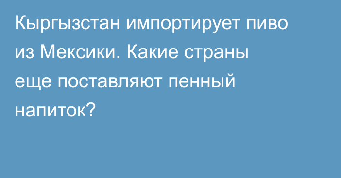 Кыргызстан импортирует пиво из Мексики. Какие страны еще поставляют пенный напиток?