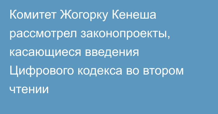 Комитет Жогорку Кенеша рассмотрел законопроекты, касающиеся введения Цифрового кодекса во втором чтении