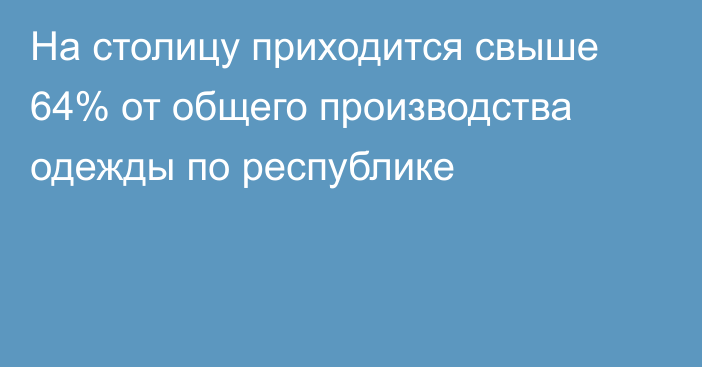 На столицу приходится свыше 64% от общего производства одежды по республике