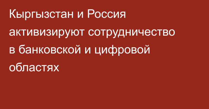 Кыргызстан и Россия активизируют сотрудничество в банковской и цифровой областях