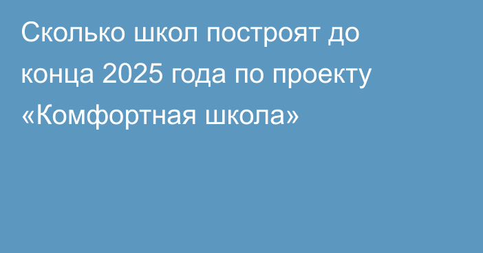 Сколько школ построят до конца 2025 года по проекту «Комфортная школа»