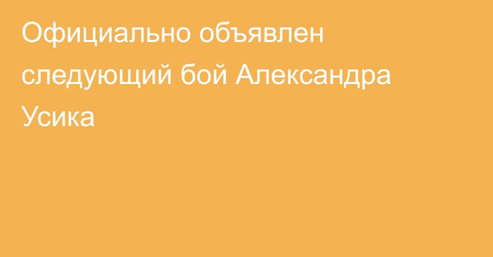 Официально объявлен следующий бой Александра Усика