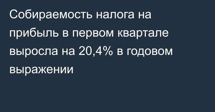 Собираемость налога на прибыль в первом квартале выросла на 20,4% в годовом выражении
