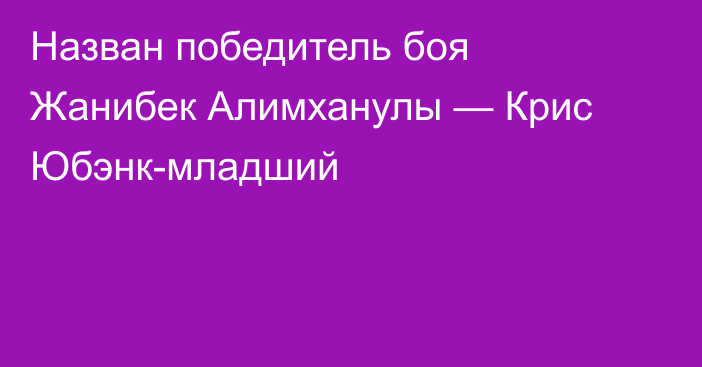Назван победитель боя Жанибек Алимханулы — Крис Юбэнк-младший