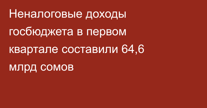 Неналоговые доходы госбюджета в первом квартале составили 64,6 млрд сомов