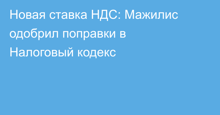 Новая ставка НДС: Мажилис одобрил поправки в Налоговый кодекс