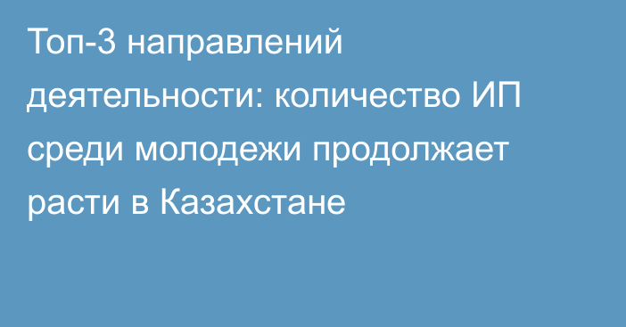 Топ-3 направлений деятельности: количество ИП среди молодежи продолжает расти в Казахстане