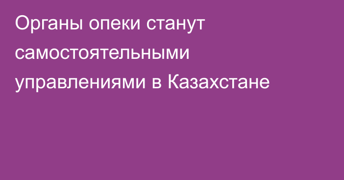 Органы опеки станут самостоятельными управлениями в Казахстане