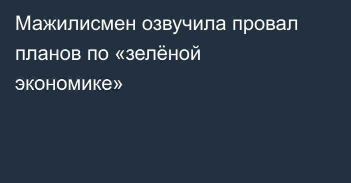 Мажилисмен озвучила провал планов по «зелёной экономике»
