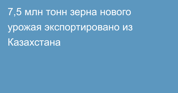 7,5 млн тонн зерна нового урожая экспортировано из Казахстана