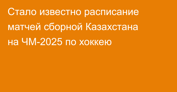 Стало известно расписание матчей сборной Казахстана на ЧМ-2025 по хоккею