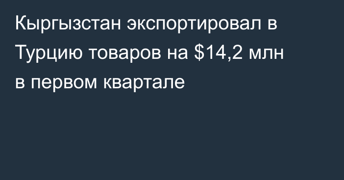 Кыргызстан экспортировал в Турцию товаров на $14,2 млн в первом квартале