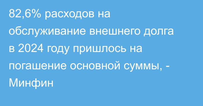82,6% расходов на обслуживание внешнего долга в 2024 году пришлось на погашение основной суммы, - Минфин