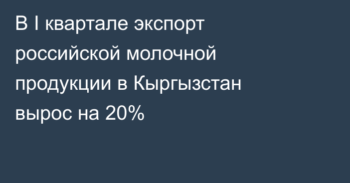 В I квартале экспорт российской молочной продукции в Кыргызстан вырос на 20%