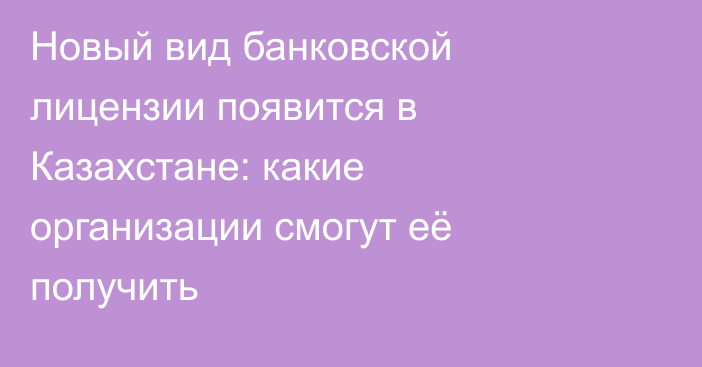 Новый вид банковской лицензии появится в Казахстане: какие организации смогут её получить
