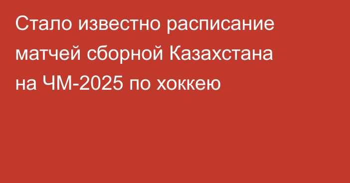 Стало известно расписание матчей сборной Казахстана на ЧМ-2025 по хоккею