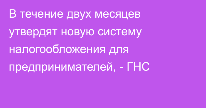 В течение двух месяцев утвердят новую систему налогообложения для предпринимателей, - ГНС