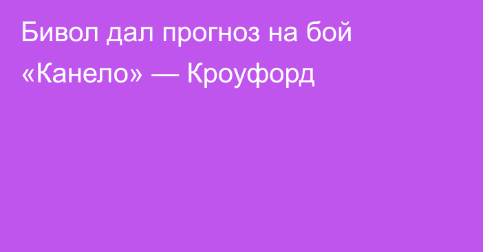 Бивол дал прогноз на бой «Канело» — Кроуфорд