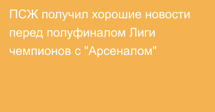 ПСЖ получил хорошие новости перед полуфиналом Лиги чемпионов с 