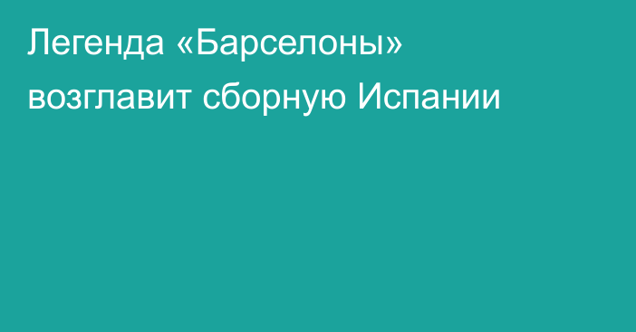 Легенда «Барселоны» возглавит сборную Испании