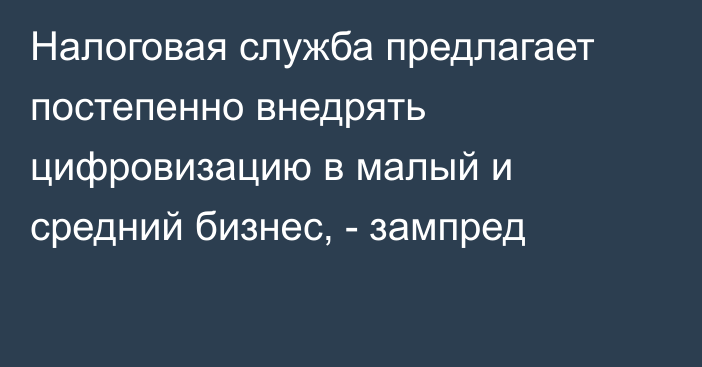 Налоговая служба предлагает постепенно внедрять цифровизацию в малый и средний бизнес, - зампред