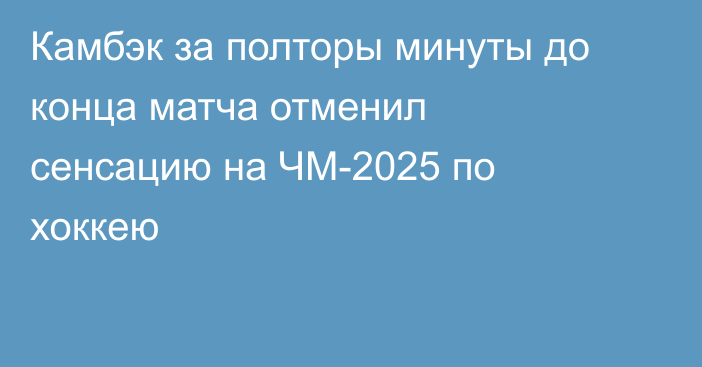Камбэк за полторы минуты до конца матча отменил сенсацию на ЧМ-2025 по хоккею