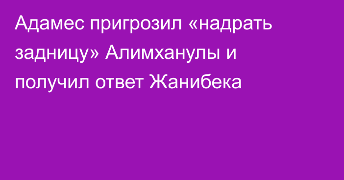 Адамес пригрозил «надрать задницу» Алимханулы и получил ответ Жанибека