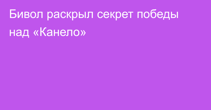 Бивол раскрыл секрет победы над «Канело»
