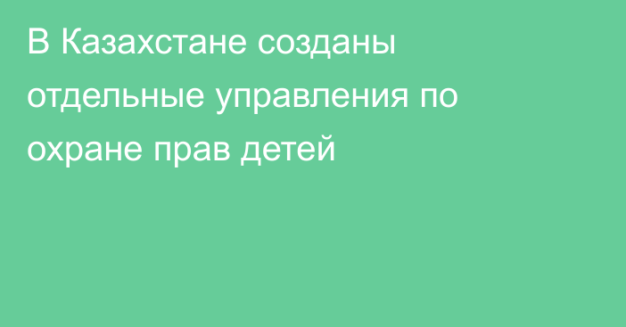 В Казахстане созданы отдельные управления по охране прав детей