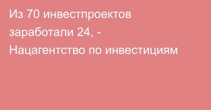 Из 70 инвестпроектов заработали 24, - Нацагентство по инвестициям