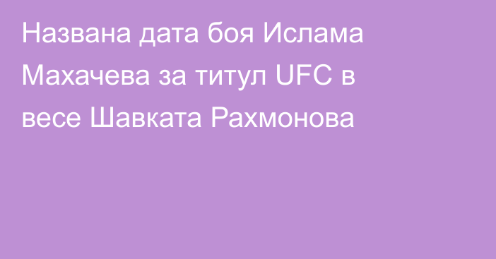 Названа дата боя Ислама Махачева за титул UFC в весе Шавката Рахмонова