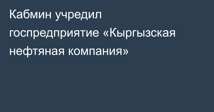 Кабмин учредил госпредприятие «Кыргызская нефтяная компания»
