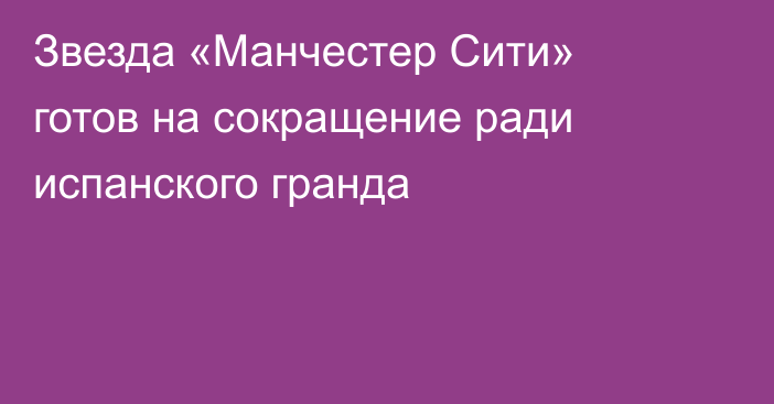 Звезда «Манчестер Сити» готов на сокращение ради испанского гранда