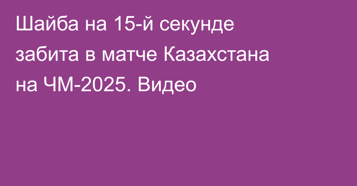 Шайба на 15-й секунде забита в матче Казахстана на ЧМ-2025. Видео