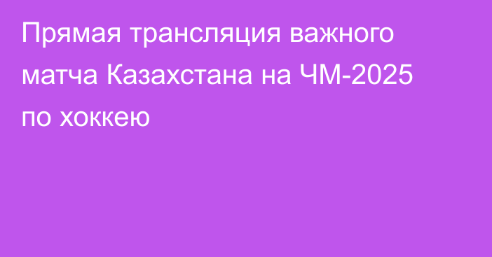 Прямая трансляция важного матча Казахстана на ЧМ-2025 по хоккею