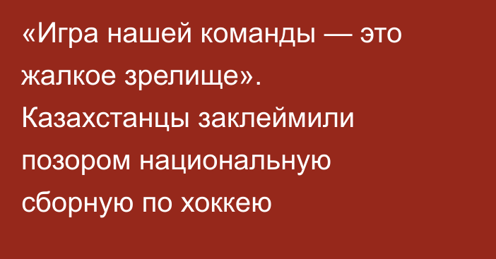 «Игра нашей команды — это жалкое зрелище». Казахстанцы заклеймили позором национальную сборную по хоккею